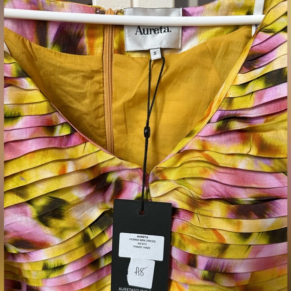 Aureta Vibrant Yellow and Pink Floral Dress - Picture 3 of 3